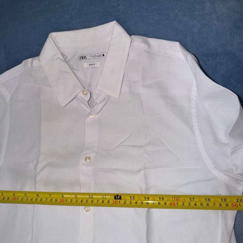 Zara White Slim Fit Long Sleeve Button Down Shirt - Picture 3 of 5